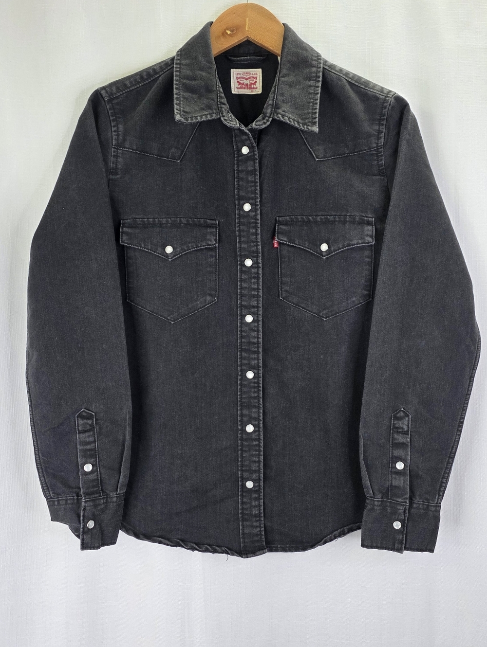 Levi’s Womens Pearl Snap Denim Western Shirt Long Sleeve Standard Fit Size Small - Picture 2 of 12